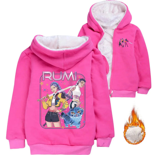 KPop Demon Hunters Rumi Teen Boys Girls Zipper Hoodie Jacket Pullover Sweatshirt Children's Hoody Coat Winter Christmas Gift Trikidsworld