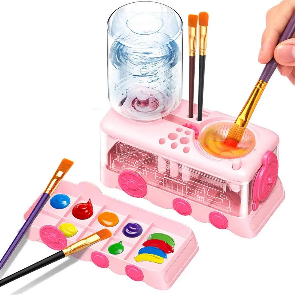 New Paint Brush Cleaner With Drain Button Automatic Water Circulation Paint Brush Cleaning Machine Cleaning Bucket Art Tools Trikidsworld
