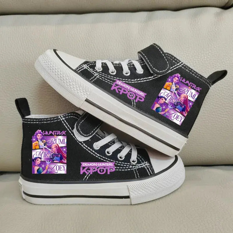 Children's Canvas Shoes High-Top Kpop Demon Hunter Girls Sneakers Breathable Kids sports Shoes Student Running Tennis Shoe Trikidsworld