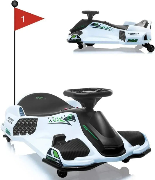 24V Ride on Drift Car,7Ah Battery 180W Brushless Motor Kids Electric Drifting Go-Kart for Rider up to 110 lbs, with Music Trikidsworld