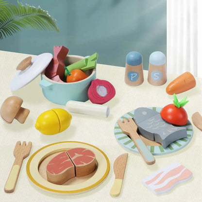 Wooden Play Food Set – 78PCS Kitchen Toy for Kids Trikidsworld