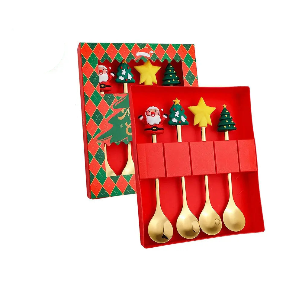 Christmas Decorations Home Christmas Table Decor Stainless SpoonsFork Cutlery Set Elk Xmas Tree New Year 2026 Navidad 2025 Gifts Trikidsworld
