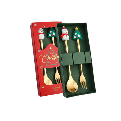Christmas Decorations Home Christmas Table Decor Stainless SpoonsFork Cutlery Set Elk Xmas Tree New Year 2026 Navidad 2025 Gifts Trikidsworld