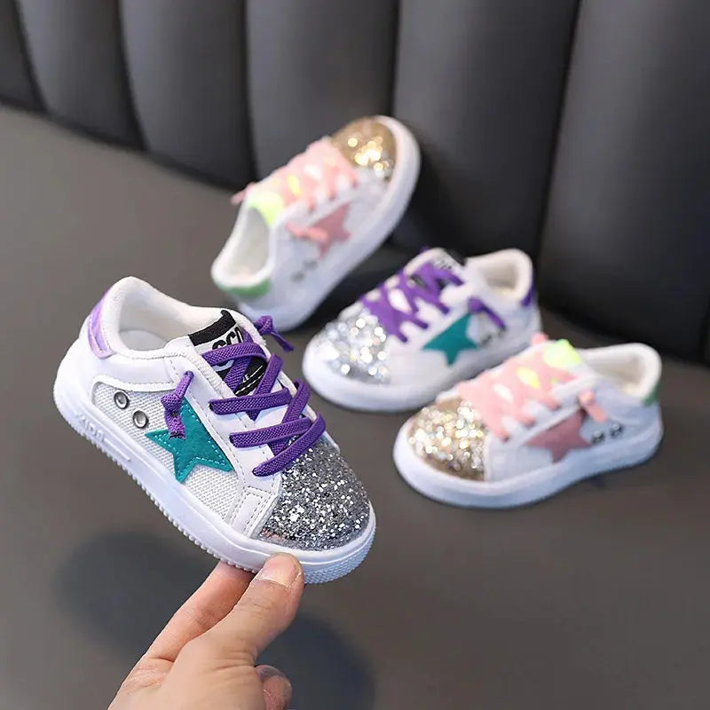 Kids Sneakers 2022 Spring Girls Fashion Glittering and Antiskid Children Chunky Sneakers Baby Shoes Casual Sport Running Sneaker Trikidsworld