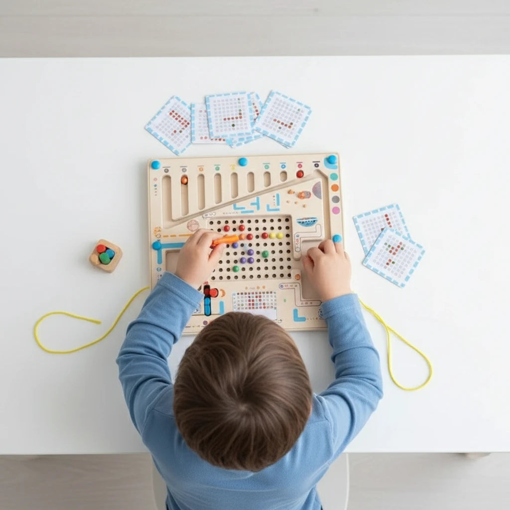 Magnetic Color and Number Maze With Card Puzzle Montessori Toys for Kids Educational Magnet Board Counting & Color Sorting Toy Trikidsworld