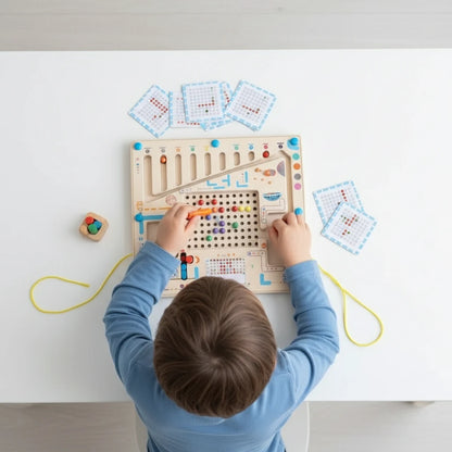 Magnetic Color and Number Maze With Card Puzzle Montessori Toys for Kids Educational Magnet Board Counting & Color Sorting Toy Trikidsworld