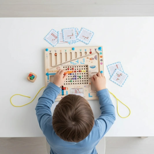 Magnetic Color and Number Maze With Card Puzzle Montessori Toys for Kids Educational Magnet Board Counting & Color Sorting Toy Trikidsworld