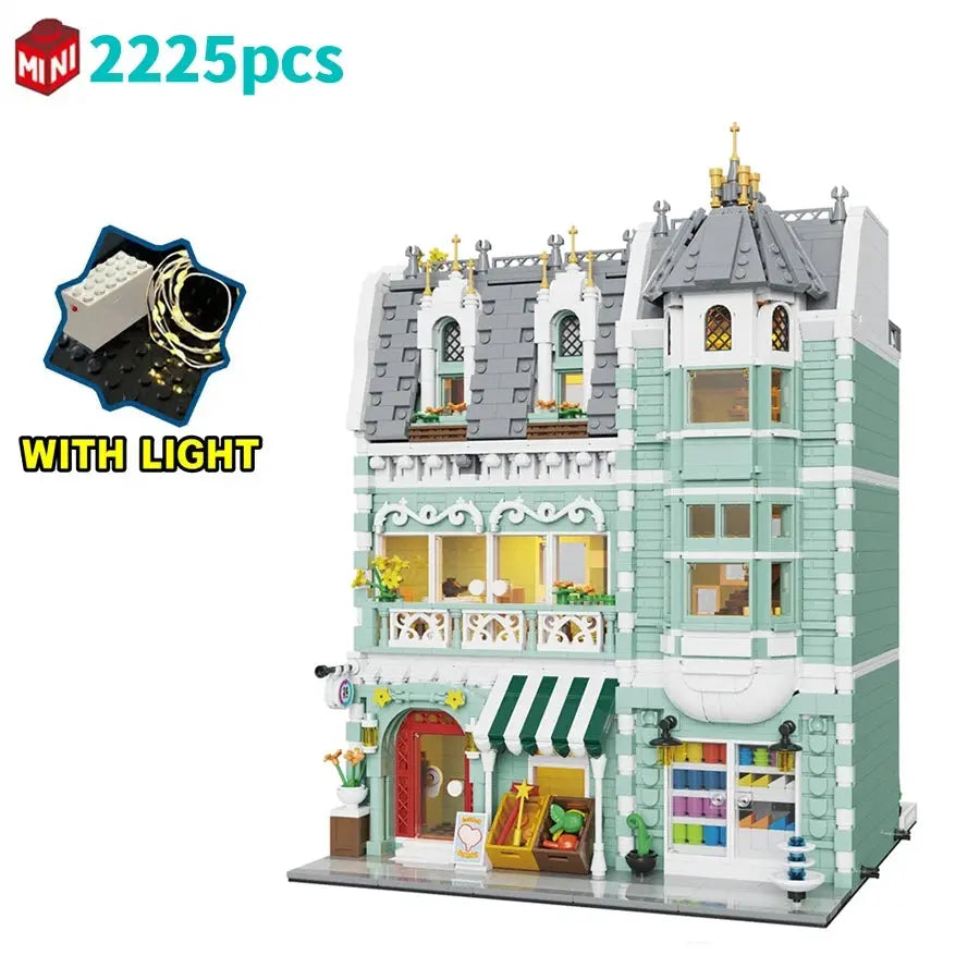 MINI Bricks European Market Street Café Villa Store House Building Blocks City Street View Scene Model Assemble Toy Kid Gifts Trikidsworld