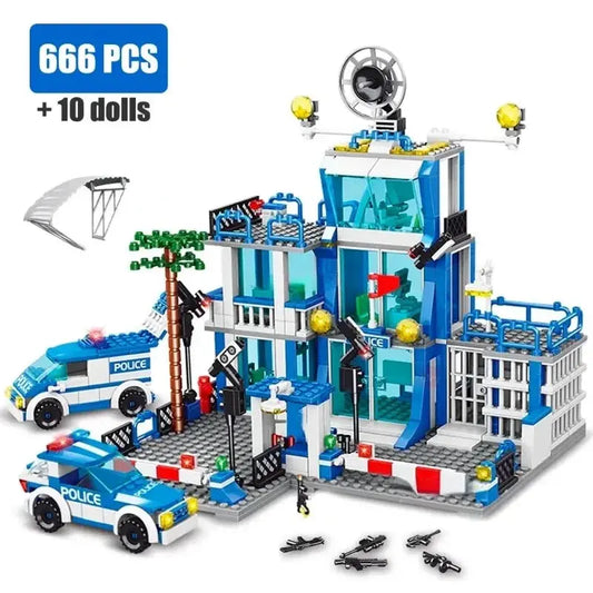 SWAT Police Station Military Building Blocks City Model Set Prison Car Policeman Boat Figures DIY Brick Toy for Kids Boys Gift Trikidsworld