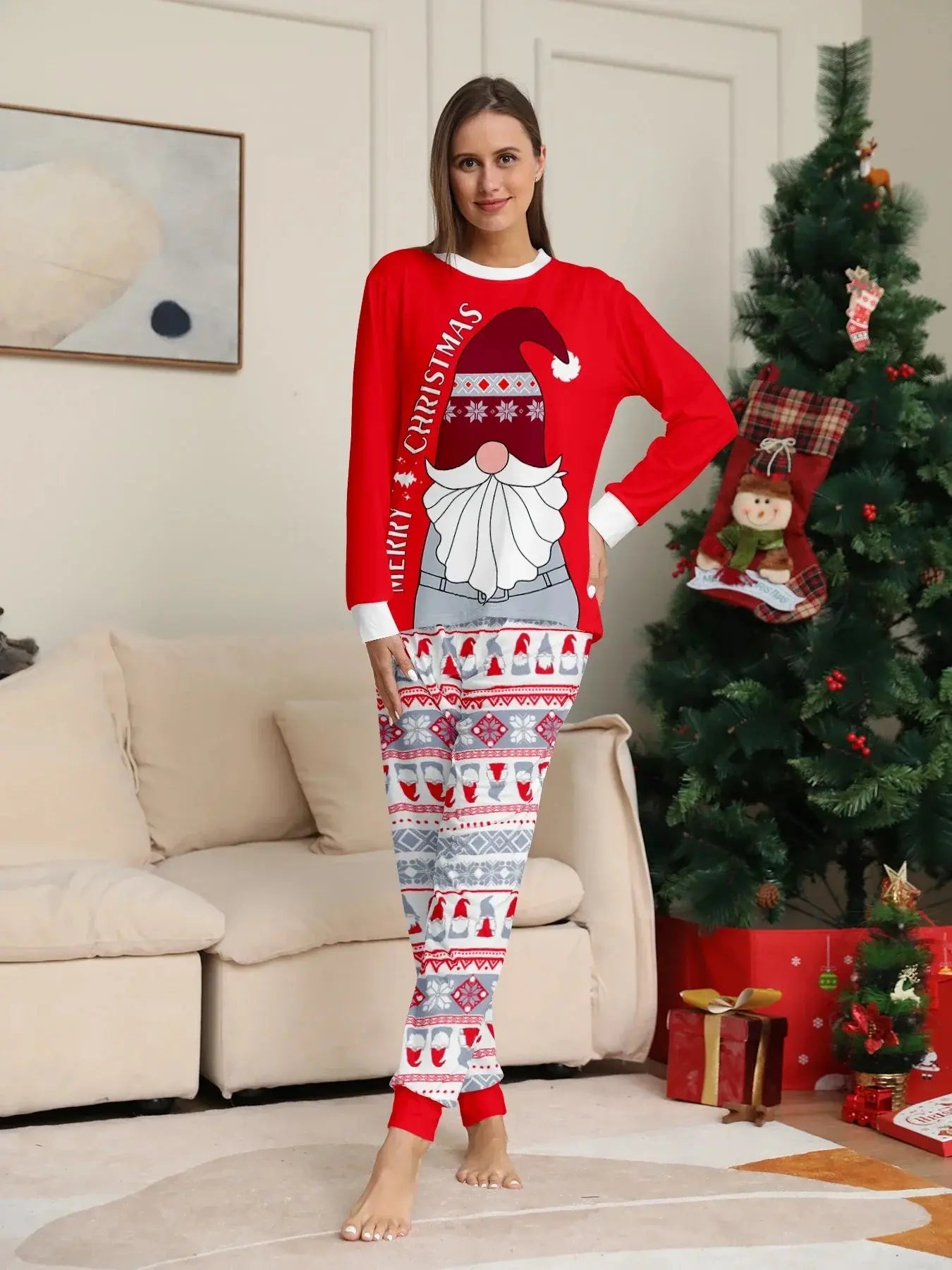 New 2025 Santa Claus Print Parent-child Matching Pajamas Set Casual 2 Pieces Suit Loungewear Baby Romper Xmas Family Look Pyjama Trikidsworld