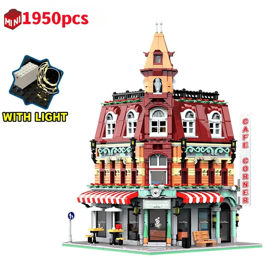 MINI Bricks European Market Street Café Villa Store House Building Blocks City Street View Scene Model Assemble Toy Kid Gifts Trikidsworld