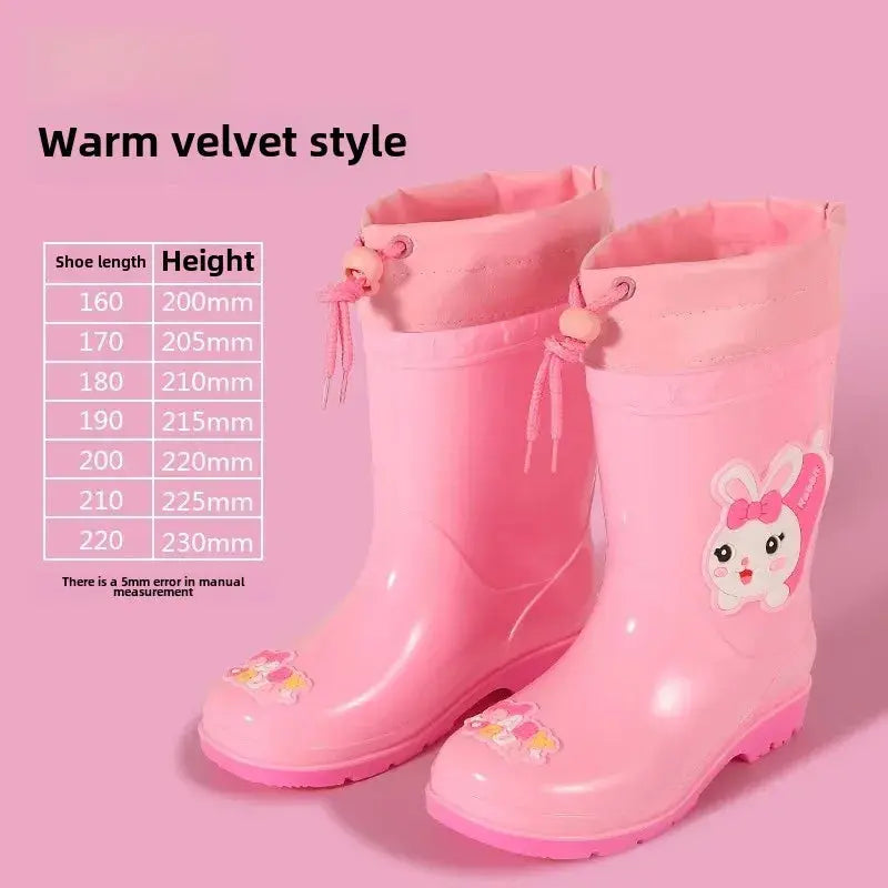 Children's Rain Boots Anti-Slip Fleece Lined Waterproof Unisex Detachable Booties for Kindergarten Baby Shoes Trikidsworld
