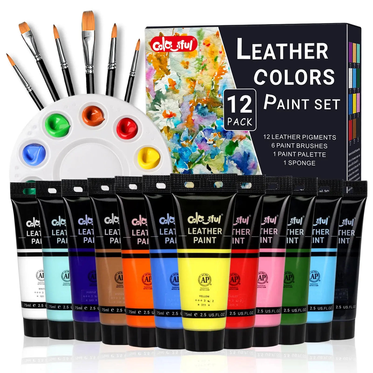Acrylic Leather PigmentPaint set 12 Colors Leather For Bags,Shoe,Crafts DIY Waterproof Never Fading Leather Repair paint pigment Trikidsworld