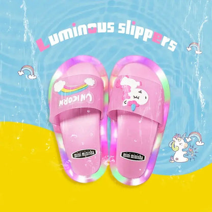 Children‘s Boys Girls Slippers Cartoon Unicorn Animals Prints Shoes Lighted Fashion Cute Shoes Bathroom Kids Toddler Slippers Trikidsworld