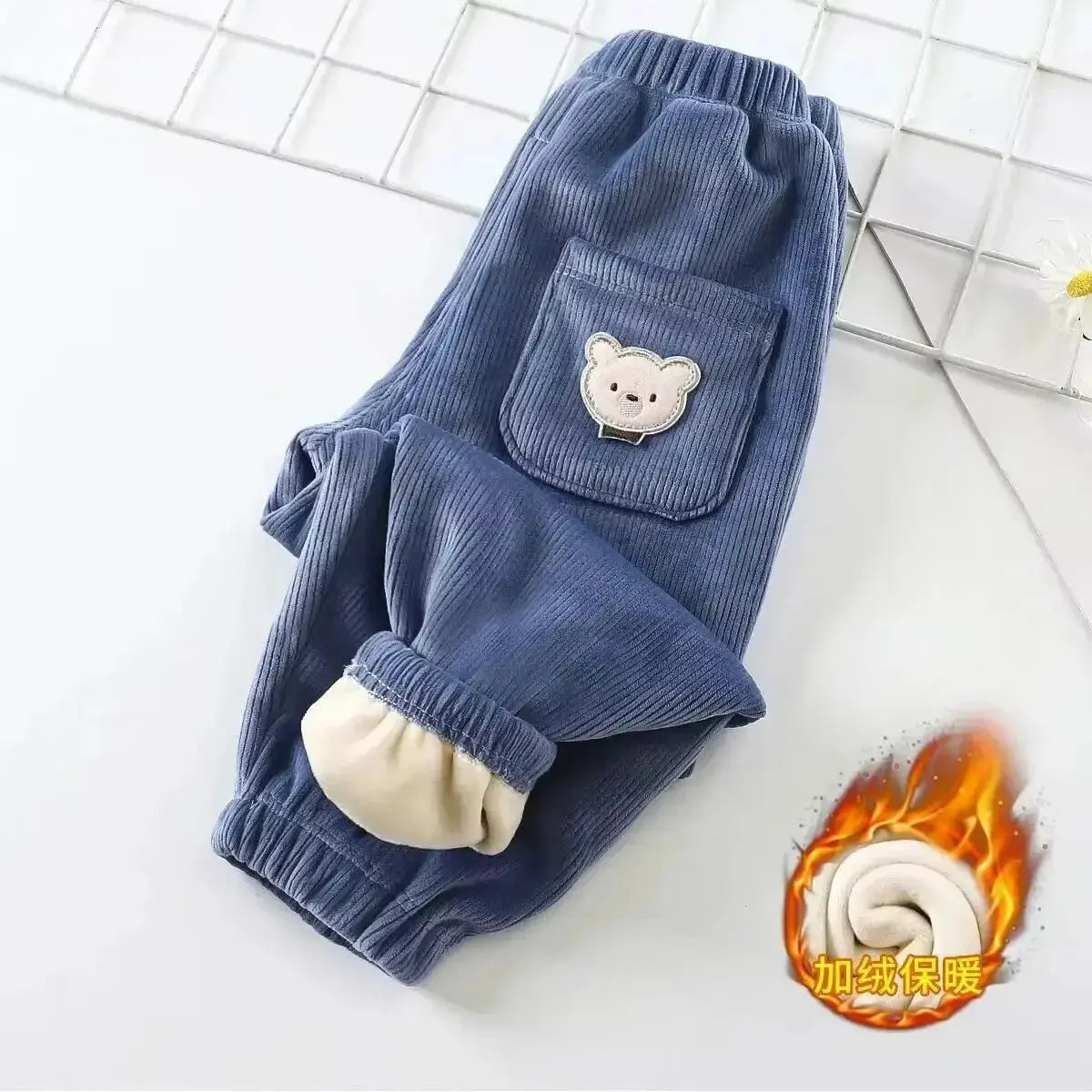 Kids Warm Pants Autumn Winter Girls Thicken Trousers Baby Boys Cute Bear Print Children Casual Harem Pants Trikidsworld