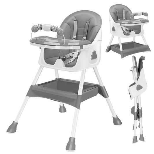 Foldable Baby High Chair with Toy Rack & Safety Pad Trikidsworld