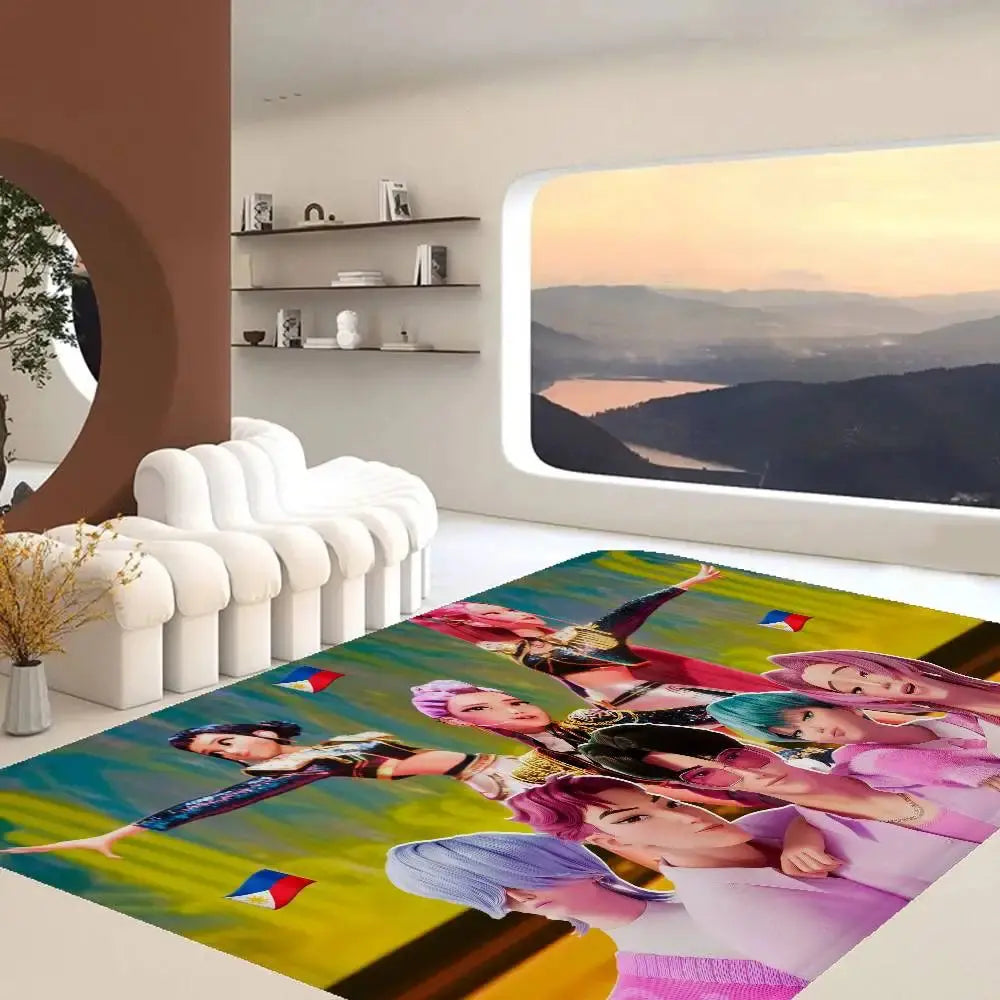 Kpop D-demon Hunters Floor Mat Rectangle Anti-slip Home Soft Badmat Front Door Indoor Outdoor Mat Welcome Doormat Trikidsworld