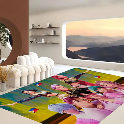 Kpop D-demon Hunters Floor Mat Rectangle Anti-slip Home Soft Badmat Front Door Indoor Outdoor Mat Welcome Doormat Trikidsworld