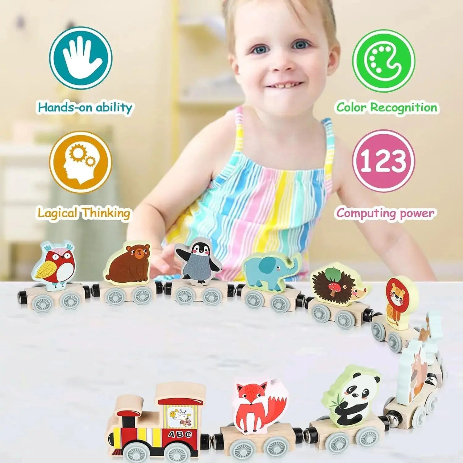 Montessori Magnetic Wooden Train Toy – Early Educational Animal Sorting Learning Set for Kids Trikidsworld
