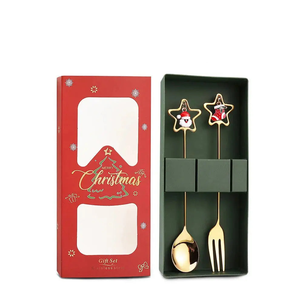 Christmas Decorations Home Christmas Table Decor Stainless SpoonsFork Cutlery Set Elk Xmas Tree New Year 2026 Navidad 2025 Gifts Trikidsworld
