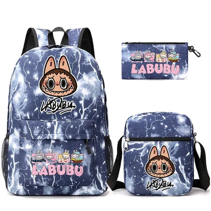 3Pcs/set Cartoon Printed Backpack Teenager Student Boy Girl Schoolbag Larger Capacity Bagpack Travel Bag Kid Gift Mochila Trikidsworld