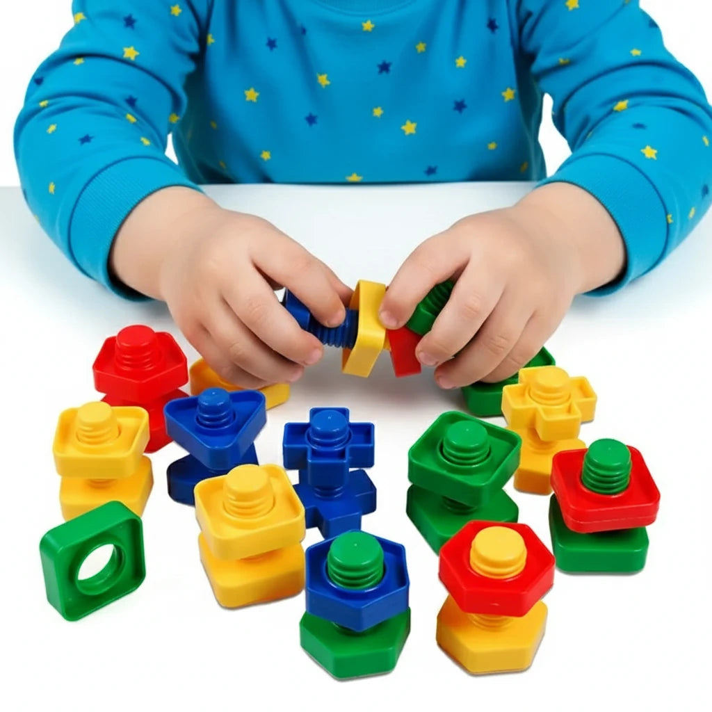 5Set Screw Building Blocks Plastic Insert Blocks Nut Shape Toys for Children Educational Toys Montessori Scale Models Gift Trikidsworld