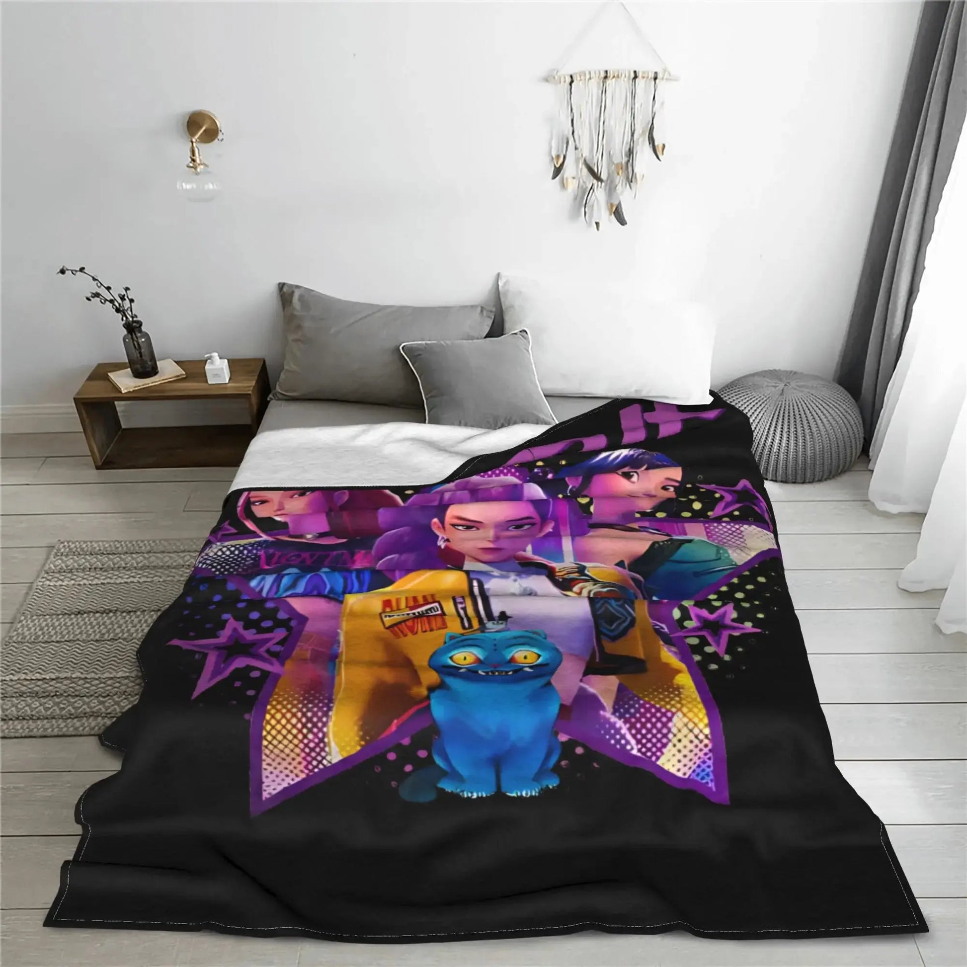 Kpop Demon Hunter Huntrix Girls Warm Soft Blanket  Travel Plush Throw Blanket Novelty Couch Bed Flannel Bedspread Sofa Bed Cover Trikidsworld