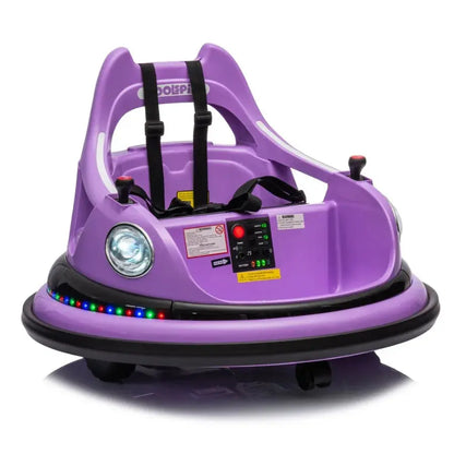 12V ride on bumper car for kids electric car for kids 1.55 Years Old W Remote Control LED Lights Bluetooth 360 Degree Spin Vehi Trikidsworld