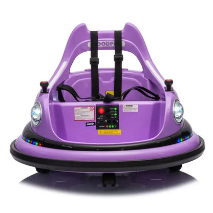 12V ride on bumper car for kids electric car for kids 1.55 Years Old W Remote Control LED Lights Bluetooth 360 Degree Spin Vehi Trikidsworld