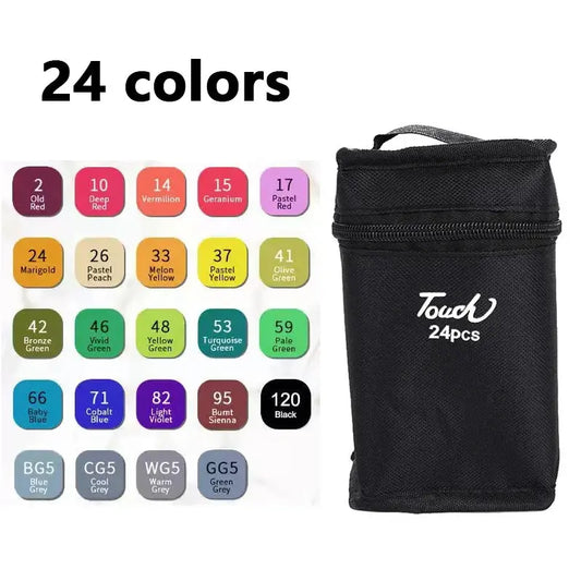 24-80 Colors Double Headed Oily Art Marker Pen Set for Drawing Trikidsworld