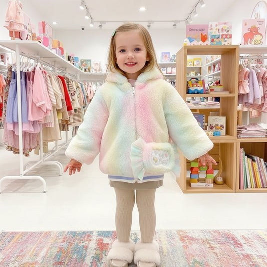 Girl's Winter Plush Jacket 2024 New Children's Unicorn Thickened Coats Kids Hooded Plus Velvet Outerwear Baby Faux Fur Clothing Trikidsworld