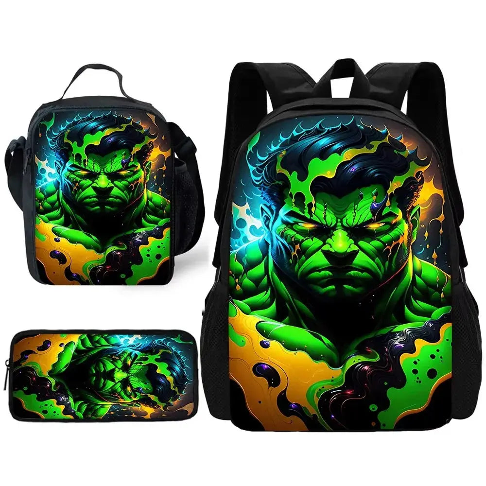 Marvel Hulk Kids School Backpack Set with Lunch & Pencil Bags Trikidsworld