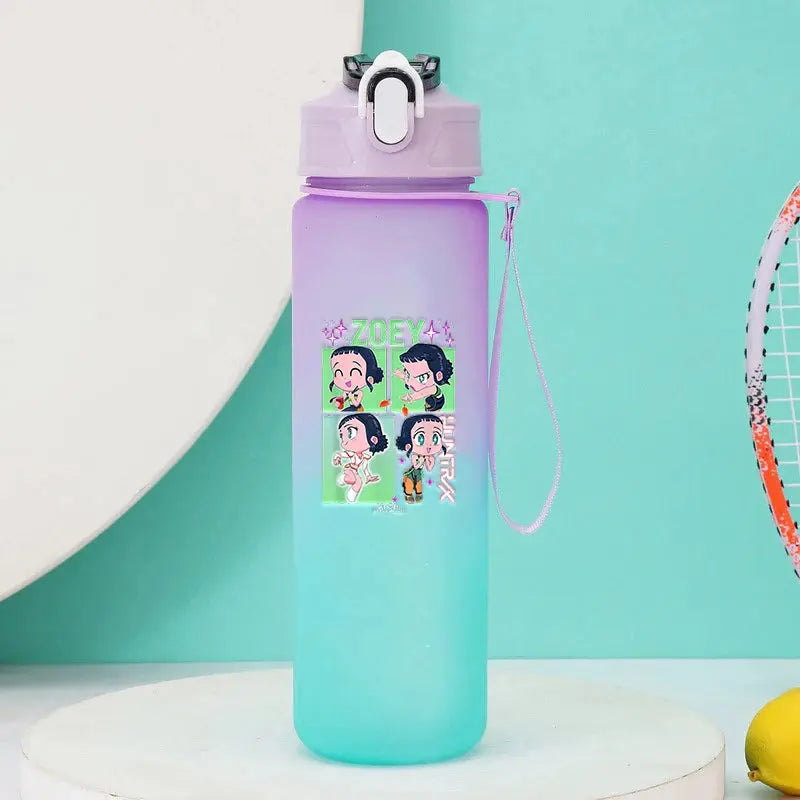 KPop Demon Hunters Gradient Water Bottles 750ml High-capacity Drinking Straw Cup   Portable Girl Outdoor Bottles Office School Trikidsworld