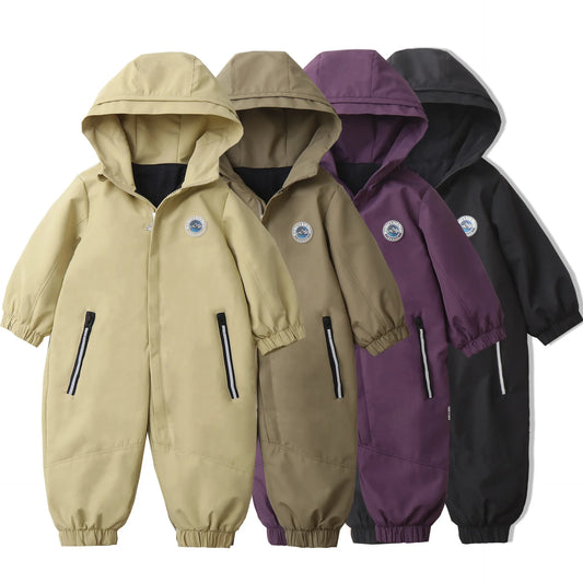 Kids' Hooded Jumpsuit – Lightweight Windproof Autumn Outdoor Suit