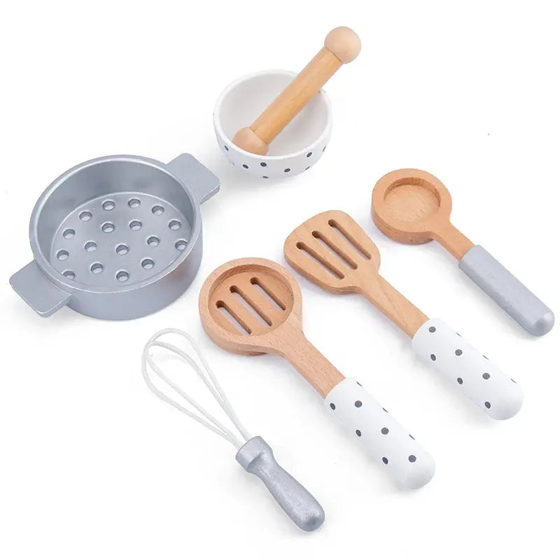 Wooden Kids Kitchen Set – Pretend Play with Pots & Food Trikidsworld