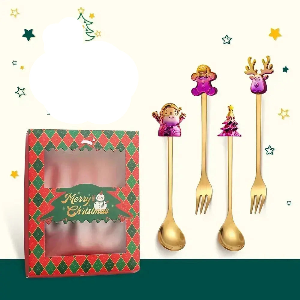Christmas Decorations Home Christmas Table Decor Stainless SpoonsFork Cutlery Set Elk Xmas Tree New Year 2026 Navidad 2025 Gifts Trikidsworld