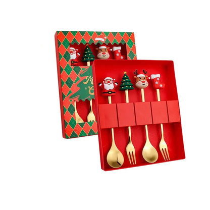 Christmas Decorations Home Christmas Table Decor Stainless SpoonsFork Cutlery Set Elk Xmas Tree New Year 2026 Navidad 2025 Gifts Trikidsworld