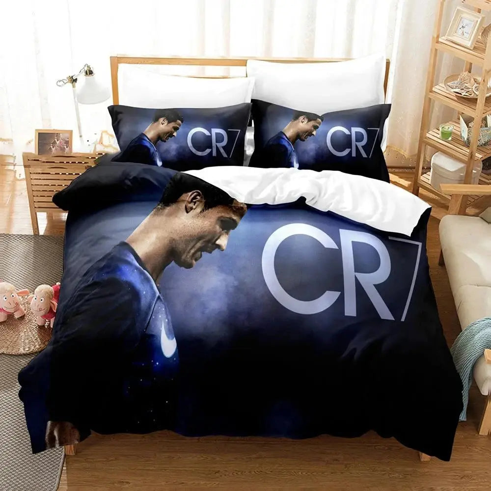 Football Star CR7 Soccer Bedding Set Boys Girls Twin Queen Size Duvet Cover Pillowcase Bed Boys Adult Fashion Home Textileextile Trikidsworld