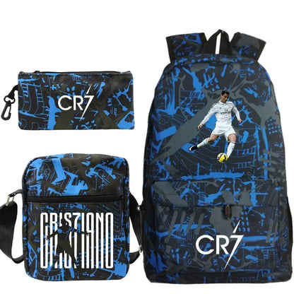 CR7 3pcs Backpack Set – School & Travel Bags for All Ages Trikidsworld