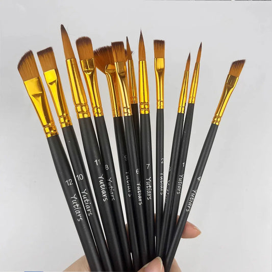 12/24pcs Professional Artist Painting Brush Oil Painting Watercolor Set For Oil, Acrylic, Canvas, Gouache,Includes Fine Detail Trikidsworld