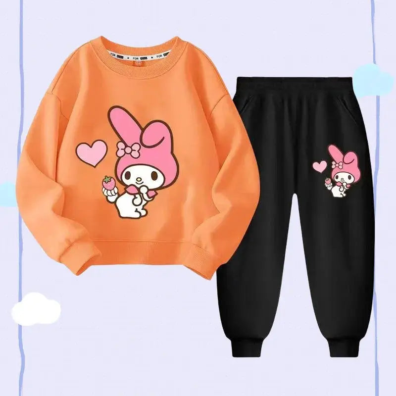 Autumn Baby Girl Clothes Set Children Sanrio My Melody Cartoon Print Sweatshirt and Pants 2 Pieces Suit Kid Long Sleeved Suit Trikidsworld