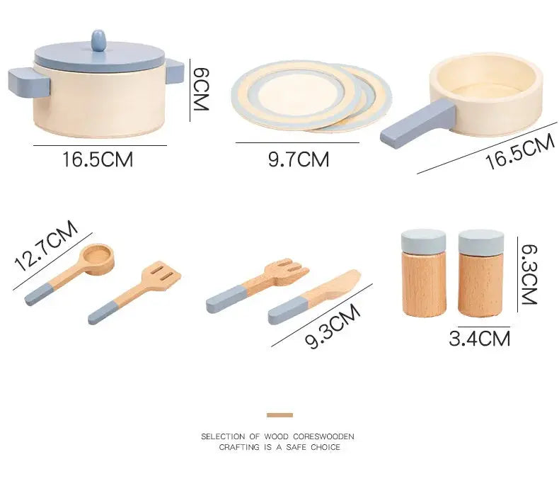 Wooden Mini Kitchen Playset – Pretend Cookware for Kids Trikidsworld