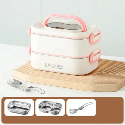 1500ml Double Layers Stainless Steel 304 Thermal Lunch Box With Insulation Bag Leak-Proof Bento Box Adult Student Food Container Trikidsworld