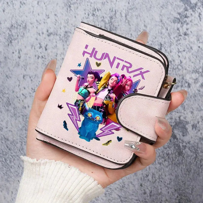 KPop Demon Hunters Leather PU Women's Short Wallet Fashion Casual Trifold Buckle Wallets Multi-Card Holder Cute Anime Coin Purse Trikidsworld