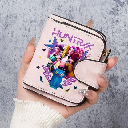 KPop Demon Hunters Leather PU Women's Short Wallet Fashion Casual Trifold Buckle Wallets Multi-Card Holder Cute Anime Coin Purse Trikidsworld