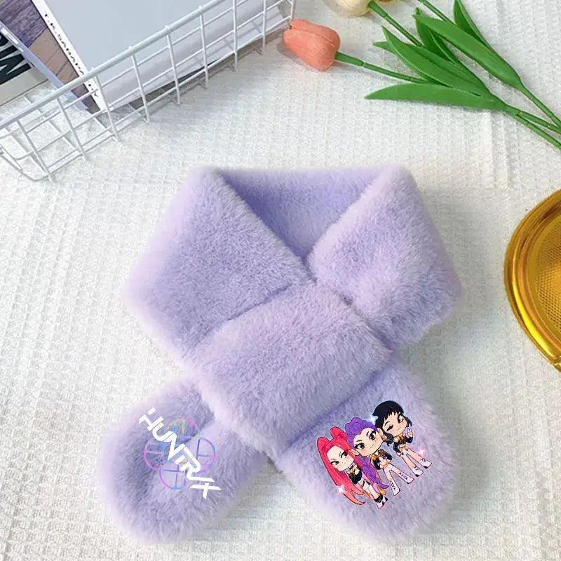 Kpop Demon Hunters Scarf Winter Warm Girl Kids Cartoon Kawaii Neck Scarve Thickened Scarf Stuffed Soft for Lady Birthday Gift Trikidsworld