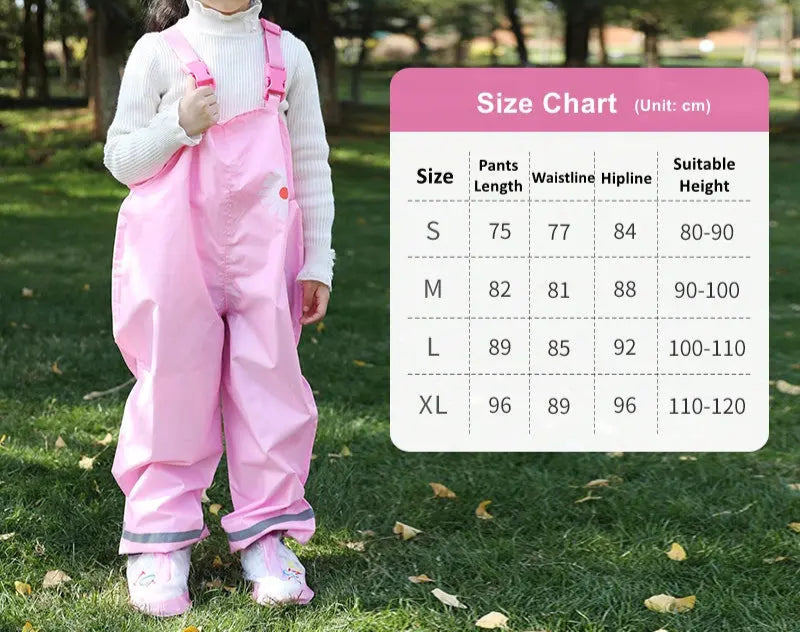 Kids Rain Gear Ultra-light Waterproof Children Strap suspender pants and poncho Trikidsworld