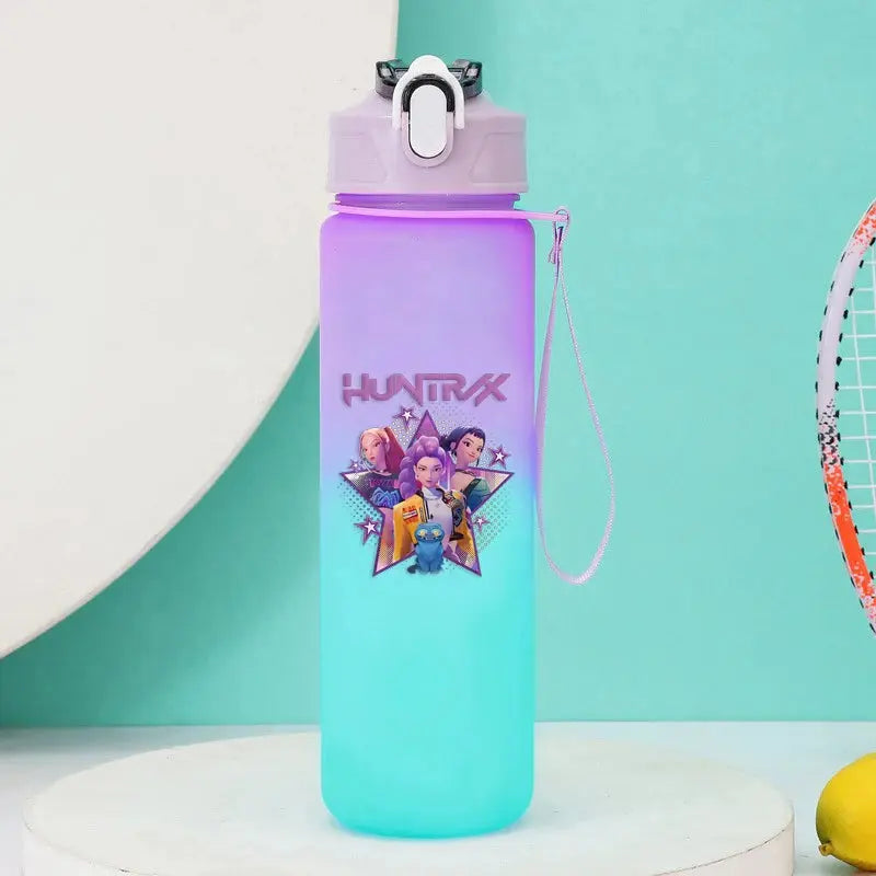 KPop Demon Hunters Gradient Water Bottles 750ml High-capacity Drinking Straw Cup   Portable Girl Outdoor Bottles Office School Trikidsworld