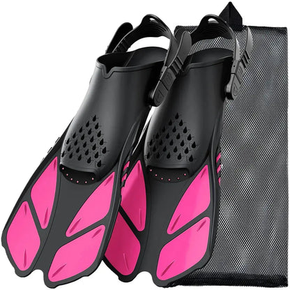 Snorkel Fins Adjustable Buckles Swimming Flippers Short Silicone Scuba Diving Shoes Open Heel Travel Size Adult Men Womens Trikidsworld