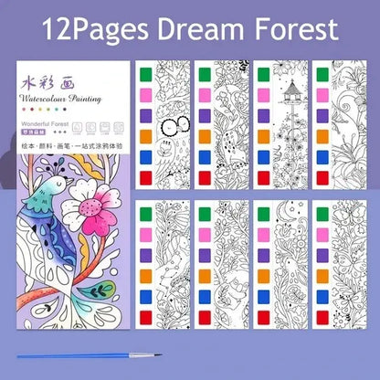 12 pages Children's Watercolor Coloring Book,Drawing Toys For Children Birthday, Thanksgiving, Halloween, Easter, Christmas gift Trikidsworld